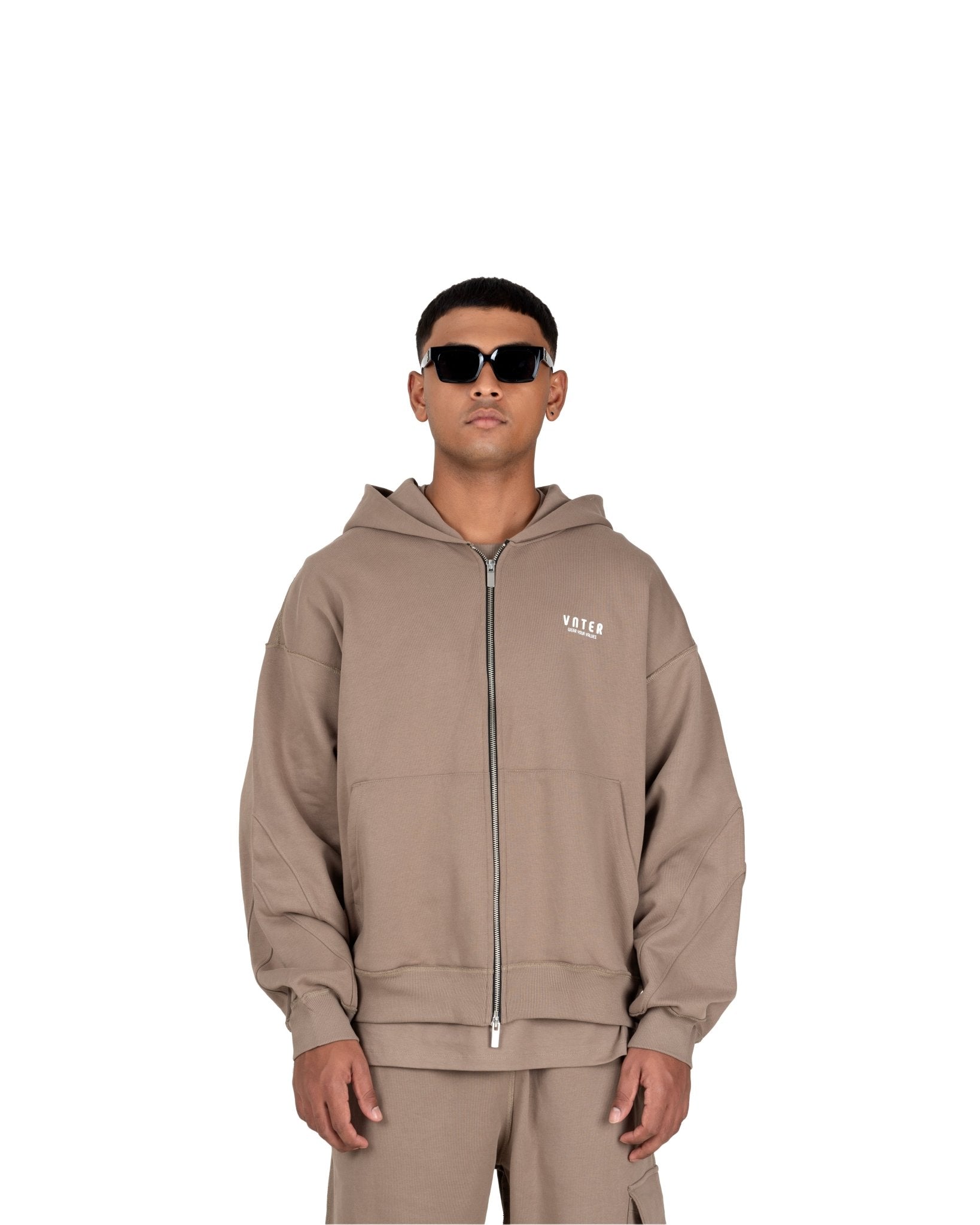 WALNUT DOUBLE ZIPPER HOODIE