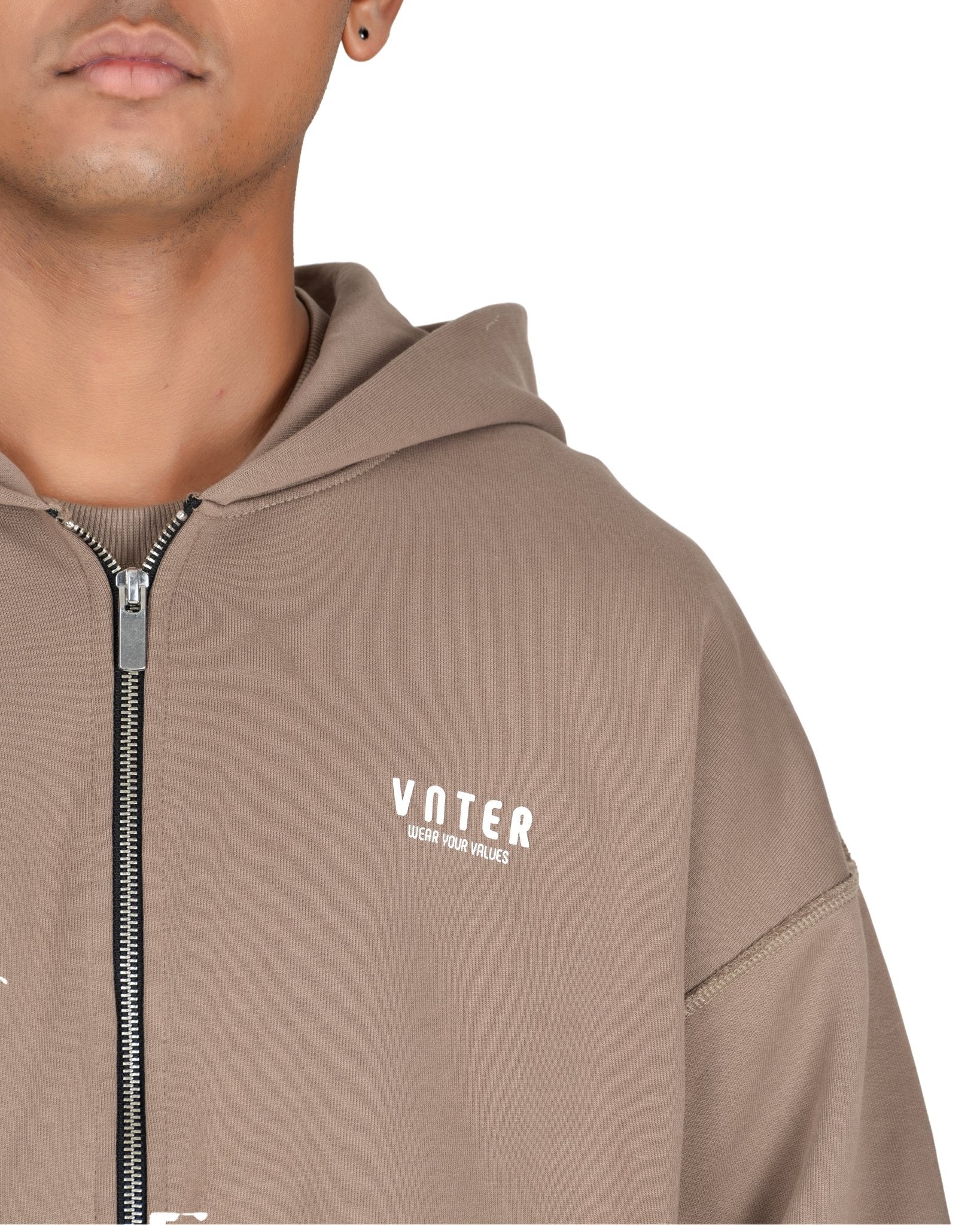 WALNUT DOUBLE ZIPPER HOODIE